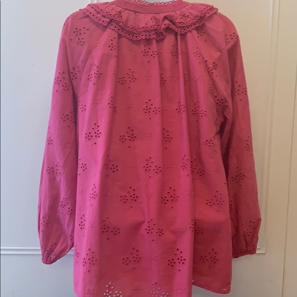 J.Crew Button-front eyelet peasant top -size L - Picture 3 of 3